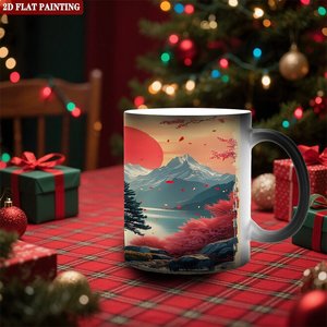 Taza Blanca de Cerámica de 11 oz, Taza Mágica que Cambia de Color con el Calor, Diseño de Pintura Plana 2D - Product Image 2