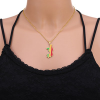 BINSHUO vente en gros de bijoux en acier inoxydable personnalisés goutte d'huile république du Congo Brazzaville drapeau carte hommes pendentif collier femmes
