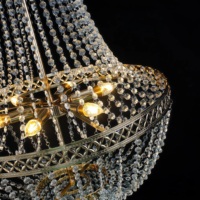 JYLIGHTING Lustre de mariage en cristal, design Empire, octogonal, avec perles, cadre doré champagne, pour plafond de salle de réception