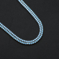 Luxe 4mm mer bleu glacé chaîne de Tennis pour hommes femmes nouveaux accessoires de mode avec brillant CZ pierre plaqué or collier bijoux