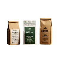 Sachet de café personnalisé en papier kraft à huit soudures latérales avec fermeture à boucle métallique, pochette refermable à fond plat haute barrière pour grains de café de spécialité