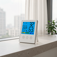 Termometer Higrometer Rumah Kaca Digital dengan Tombol Sentuh, Stasiun Cuaca Pintar, Monitor Suhu dan Kelembapan