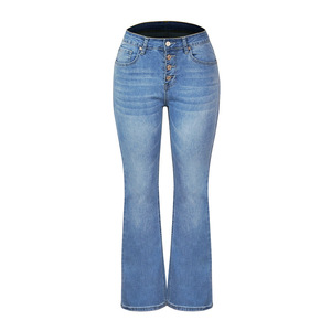 Jeans <span class=keywords><strong>femme</strong></span> Flare Bell Bottom Jeans Taille haute Jambe large <span class=keywords><strong>Bootcut</strong></span> Jeans Stretchy Denim Pants - Product Image 6