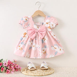 Summer New Pina Girls Robe de princesse à manches courtes Robe en coton pour enfants Col en O Robes florales pour filles - Product Image 4