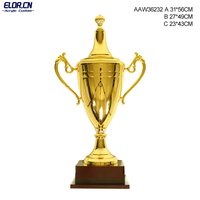 Grand trophée en métal doré Elor avec base en bois pour les événements sportifs des élèves des écoles Prix élégant souvenir d'honneur