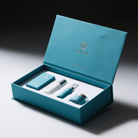 Boîte magnétique personnalisée et boîte cadeau bleue pour ensemble de soins de la peau et emballage de luxe avec pelliculage brillant