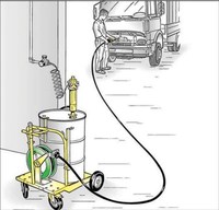 Pompe à baril d'huile automatique pneumatique de 200 L (55 gallons) avec compteur et enrouleur de tuyau de 10 m, rapports 3:1 et 5:1