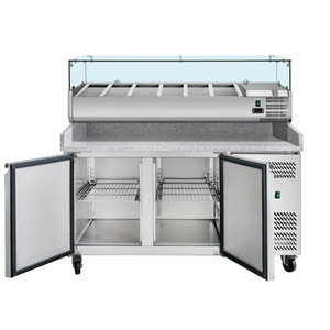 Station de préparation de salades et pizzas en acier inoxydable commercial, vitrine <span class=keywords><strong>réfrigérée</strong></span> pour salades et pizzas pour magasin - Product Image 3