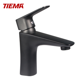 Rubinetto Monocomando Moderno TIEMA <span class=keywords><strong>per</strong></span> Lavabo in Ceramica, Miscelatore Nero <span class=keywords><strong>per</strong></span> <span class=keywords><strong>Bagno</strong></span>, Montaggio su Piano, in Ottone Lucido - Product Image 4