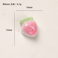 Mini-breloques en résine motif fraise de dessin animé pour accessoires DIY : pinces à cheveux, coques de téléphone, boucles de chaussures
