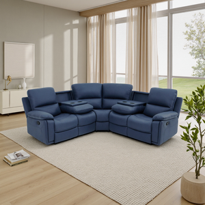 Stile nordico grande <span class=keywords><strong>divano</strong></span> ad angolo regolabile elettrico Top-Grain <span class=keywords><strong>schienale</strong></span> <span class=keywords><strong>alto</strong></span> in pelle per seduta reclinabile Set di spugne a grana superiore - Product Image 3