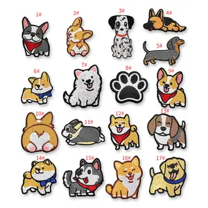 Cartoon Embroidery Animal Anime Iron On Patches Cute Dog Patches For Clothing/bag