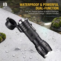 Briquet électrique à double arc plasma en métal, lampe torche, rechargeable par USB, étanche, coupe-vent, pour l'extérieur, logo personnalisé, OEM, vente en gros, en vrac