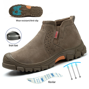 Zapatos de Seguridad JIANKUN de Cuero Vacuno de Gamuza, Transpirables y Cómodos, Resistentes al Desgaste y Antiperforación para Trabajadores de la Construcción, para Primavera - Product Image 1