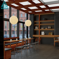 Kiosque à café moderne en bois MDF avec éclairage LED et comptoir de présentation pour centre commercial, mini-boutique de café