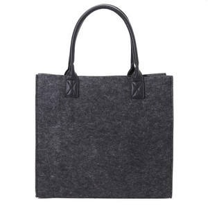 DEQI <strong>Black</strong> Felt Women Handbag Creative Lady Tote <strong>Solid</strong> Shopping <strong>Bag</strong> Casual Shoulder <strong>Bag</strong> Square Trend Felt <strong>Bags</strong> with PU Handles - Product Image 1