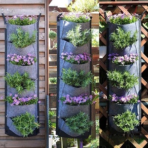 6 Pockets Garden Wall Hanging Planting Bags <b>Vegetable</b> Green Plant Grow <b>Planter</b> Vertical Felt Fabric Nursery Bags Garden Supplies - Product Image 4