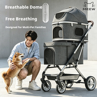 Poussette pour animaux de compagnie à double étage, cabine supérieure amovible, conception pliable facile pour petits animaux, idéale pour les sorties et les courses, commande en gros
