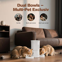 Distributeur automatique de nourriture pour chats avec double gamelle anti-renversement, 5L, Wi-Fi 2.4G, application, 10 repas/jour, enregistrement vocal, pour 2 chats
