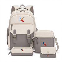 Ensemble de sacs à dos scolaires en cuir PU personnalisé 4 pièces, kit de sac d'école imperméable, trousse à crayons, sac à bandoulière pour enfants