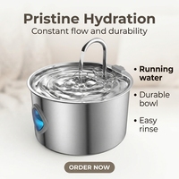 Fontaine à eau pour animaux de compagnie à grande capacité 3,2 L en acier inoxydable avec circulation d'eau et filtre automatique pour chats et petits chiens