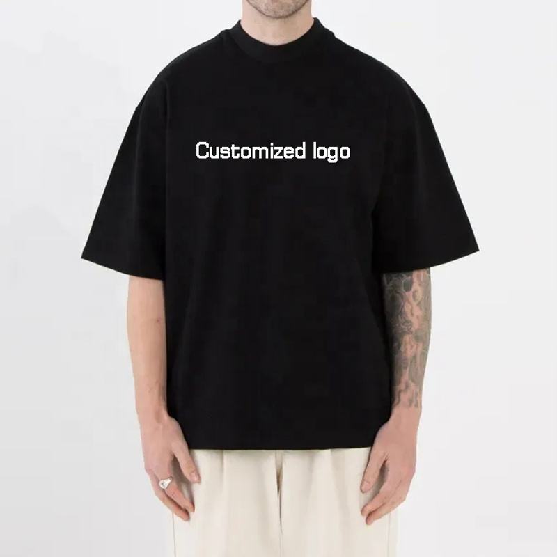 Ready To Ship Blank Plain Heavyweight 300 Gsm Tshirt High Quality Custom Oversized Black T Shirt For Men