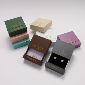 Boîte à bijoux coulissante en carton avec logo personnalisé pour collier, bague, boucles d'oreilles, emballage cadeau - Product Image 3