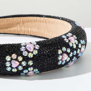 Châu Âu Mỹ headbands đối với phụ nữ sang trọng thời trang trái tim trang trí nhiều màu lấp lánh miếng bọt biển kim cương Rhinestone <span class=keywords><strong>Headband</strong></span> - Product Image 6