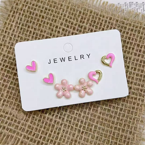 Pendientes de <span class=keywords><strong>tortuga</strong></span> de esmalte rojo bonito, pendientes Mini de cereza roja/Corazón, joyería de cobre de moda al por mayor - Product Image 4