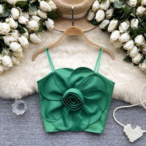 Fleur petite porte-jarretelles dames 2025 été mode gilet doux chaud fille Sexy vêtements d'extérieur haut court pour femmes débardeurs - Product Image 5