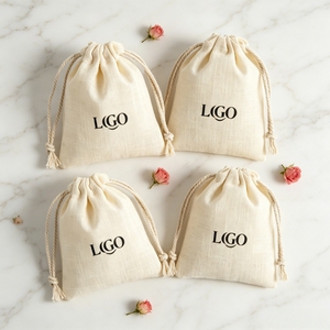 Bolsas de Lino y Algodón Orgánico con Cordón y Logotipo Personalizado, Bolsa de Malla para Jabón - Product Image 1