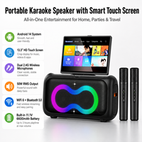Altavoz Karaoke con Wi-Fi Privado para Fiestas, Doble Woofer de 6.5'', Pantalla Táctil, RGB, Micrófono Inalámbrico, Compatible con Teléfonos Móviles y Computadoras