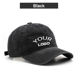 Logo Washed Vintage Distressed Dad Hats Adjustable Denim <b>Plain</b> Custom Unisex Baseball <b>Cap</b> - Product Image 3