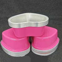 Moule/récipient en aluminium coloré jetable en forme de cœur pour aliments à emporter avec couvercle