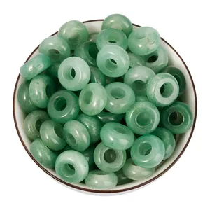 Large Hole Stone Loose Beads for Jewelry Making Polished Rondelle Big Hole European Natural Gemstone Beads fit Charms Bracelet