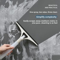 Nettoyeur de vitres multifonction double face en plastique 2-en-1 avec pulvérisateur intégré pour vitres de voiture et salles de bain