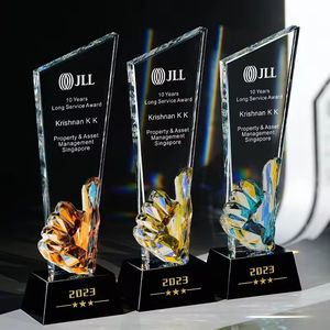 Trophée Crystal Awards personnalisé avec Rainbow Thumb <span class=keywords><strong>up</strong></span> Awards - Product Image 2