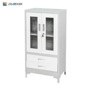 Gabinetes de acero personalizados de fábrica, puerta de vidrio abatible, gabinete de oficina de Metal, diseño moderno, gabinete de almacenamiento de archivos de oficina ajustable - Product Image 4