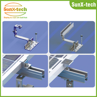 Système de fixation solaire pour toiture en tuiles SunX-Tech, rail en aluminium de type H anodisé pour le montage de modules photovoltaïques sur toiture en tuiles