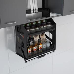 Moderno Gabinete de Cocina con Cesta Extraíble de Acero para Almacenamiento de Platos y Condimentos con Estante de Esquina - Product Image 3