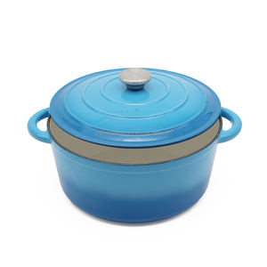Helder Huishoudelijke Artikelen Nieuw Blauw Hot Selling Gietijzeren Nederlandse Oven Antiaanbakoven Kookpot Gradiënt Blauw Email Gietijzeren Braadpan - Product Image 4