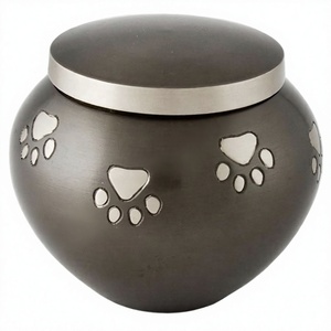 Online Top Selling American Style Aluminum Pet Cremation <b>Urn</b> Vase Style Charcoal Grey Brushed Finish 45 Cubic Inches Pet Ashes - Product Image 1