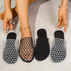 Novedad de Verano 2026: Sandalias Planas de Malla Casual con Diseño de Cuadros y Recortes, Tallas Grandes, para Exportación - Product Image 4