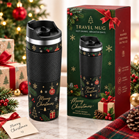 Mug de voyage isotherme en acier inoxydable 304, 12oz 16oz, avec presse à café intégrée, personnalisable avec logo – Cadeau de Noël