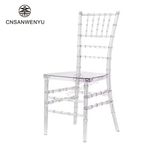 Chaise de mariage transparente en acrylique, vente en gros, en plastique acrylique, chiavari cristal clair