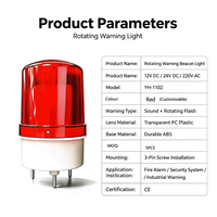 Balise lumineuse rotative d'avertissement 12V 24V DC 220V AC avec alarme sonore et clignotante pour alarme incendie, sécurité et avertissement industriel