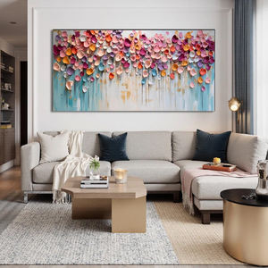 Grande œuvre d'art murale contemporaine, <span class=keywords><strong>peinture</strong></span> vibrante de pétales, <span class=keywords><strong>toile</strong></span> abstraite pour la décoration de la chambre à coucher, du salon, esthétique douce pour la maison - Product Image 1