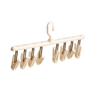 Sock Drying Rack With <b>Clips</b> Creamy White One Line Rectangle Design For Baby Clothes Underwear Storage Organizer <b>Hook</b> Type - Product Image 5