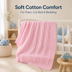 Collection Maison Hiver – Couverture Bébé en <span class=keywords><strong>Coton</strong></span> Tricoté Classique Écologique – Chaude et Douce pour la Literie - Product Image 2