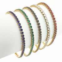 Bracelet tennis en acier plaqué or 3 mm avec zircone cubique, design serti, style tendance, vente en gros